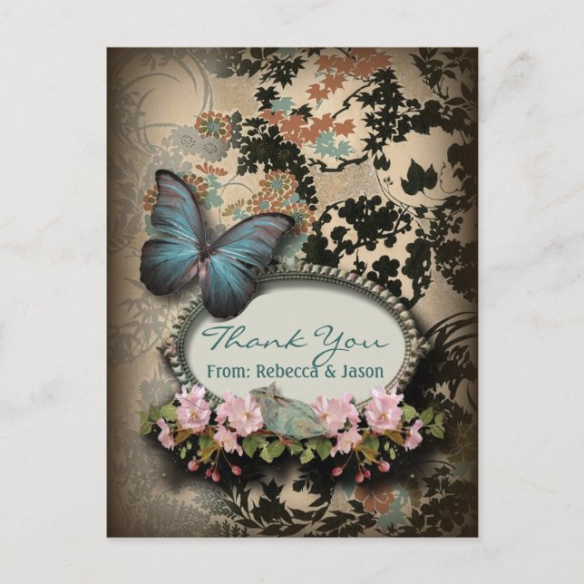 Postal Mariposa botánica Bohemia Ducha de novia en París (Anverso)