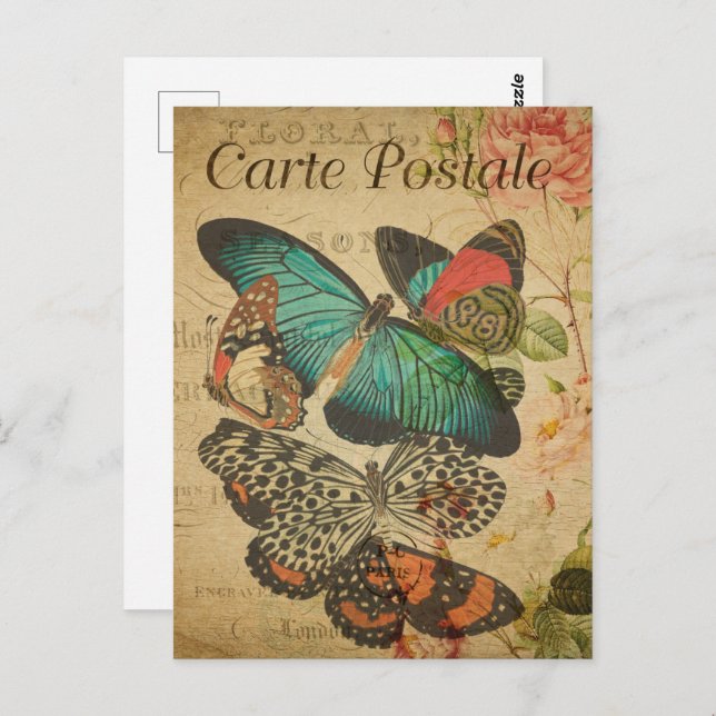 Postal Mariposa Bunch Vintage (Anverso / Reverso)