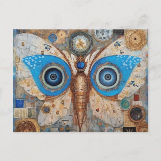 Postal Mariposa con Collage de Eyeballs (Anverso)