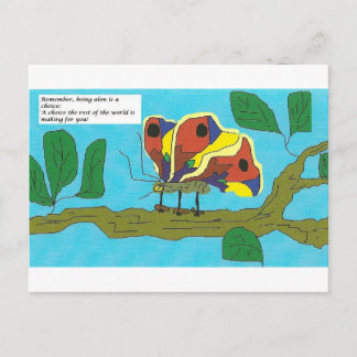 Postal Mariposa con comentarios divertidos sobre las rela