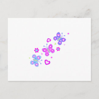Postal mariposa con corazones