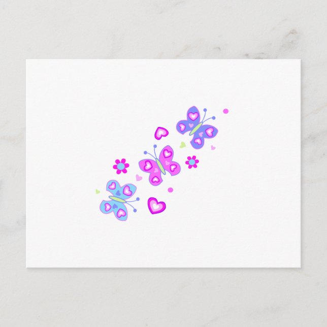 Postal mariposa con corazones (Anverso)