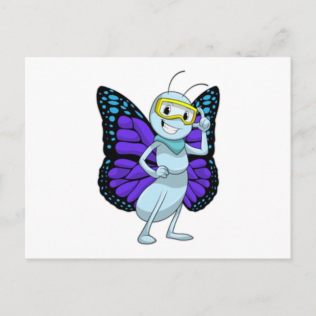 Postal Mariposa con gafas (Anverso)