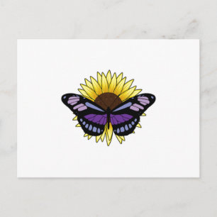 Postal Mariposa con girasol