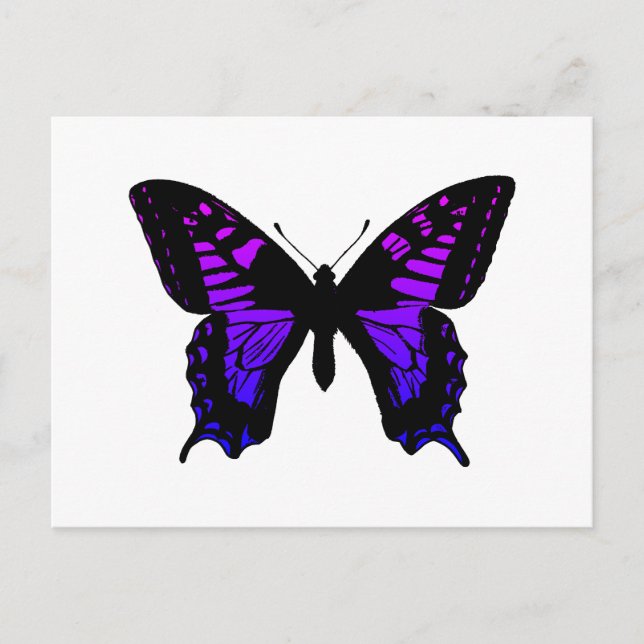 Postal Mariposa de ala azul púrpura Ombre (Anverso)