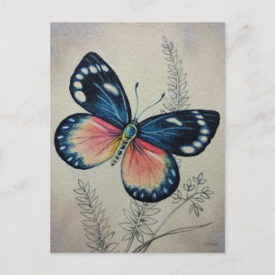 Postal Mariposa de época No. 2 Arte acuarela