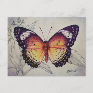 Postal Mariposa de época No. 3 Arte acuarela
