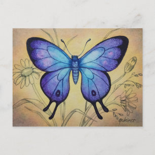 Postal Mariposa de época No. 5 Arte acuarela