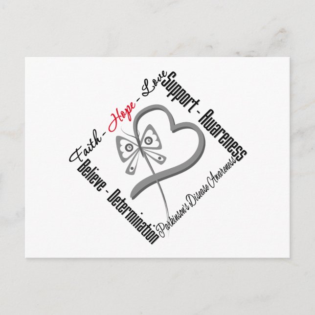 Postal Mariposa de Fe Esperanza Amor - Enfermedad de Park (Anverso)