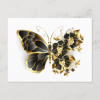 Mariposa de flores de oro con orquídea negra
