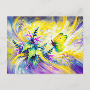 Postal Mariposa de piedra brillante con aceite de flores 