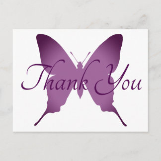 Postal Mariposa de Silueta de Ombre Púrpura Gracias