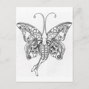 Postal Mariposa de Steampunk