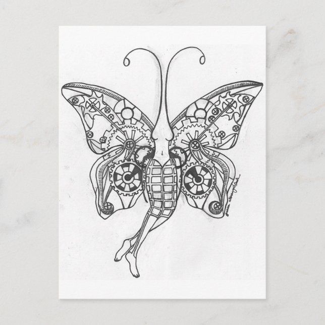 Postal Mariposa de Steampunk (Anverso)