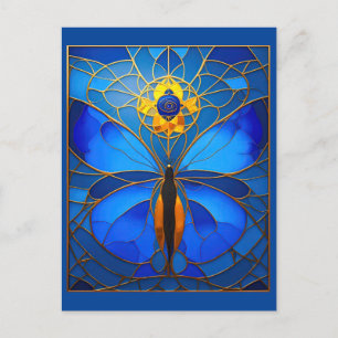 Postal Mariposa de vidrio tintado azul cósmico
