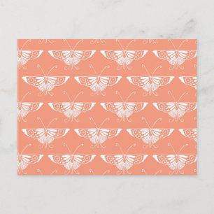 Postal Mariposa Deco estilizada - naranja de coral