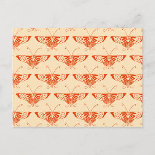 Postal Mariposa Deco estilizada - naranja mandarina