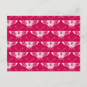 Postal Mariposa Deco estilizada - rosa fucsia