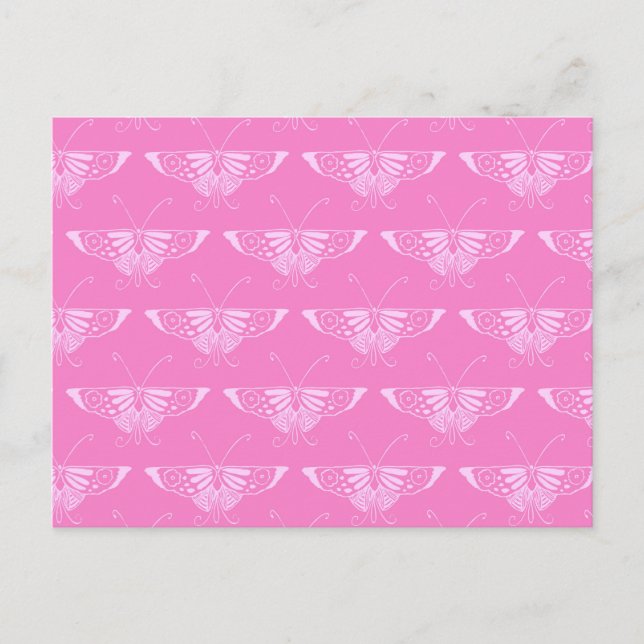 Postal Mariposa Deco estilizada - rosa orquídea (Anverso)
