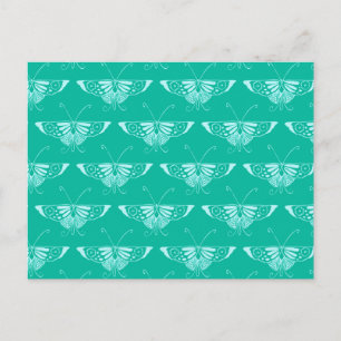Postal Mariposa Deco estilizada - turquesa y agua