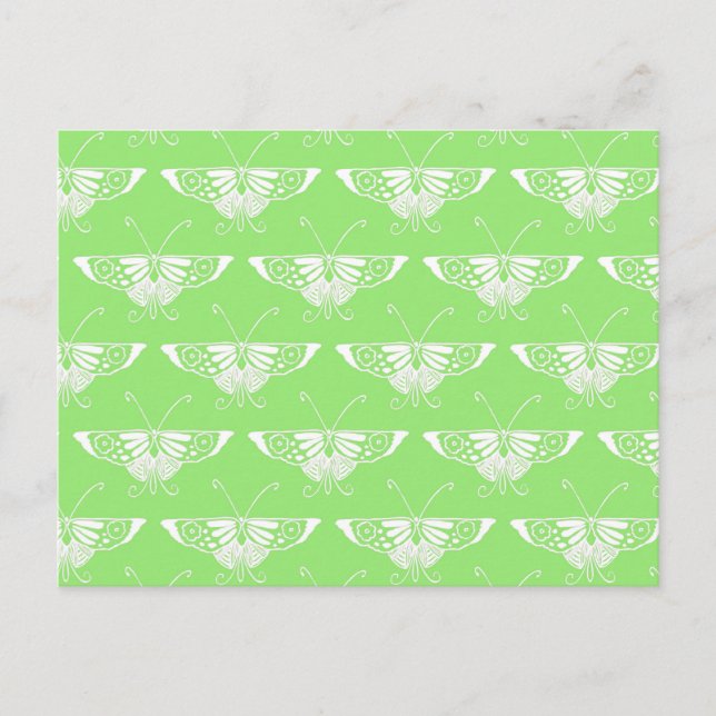 Postal Mariposa Deco estilizada - verde lima (Anverso)