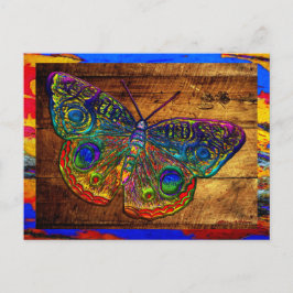 Postal Mariposa del País Arcoiris Metálico