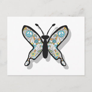 Postal Mariposa del signo de la paz