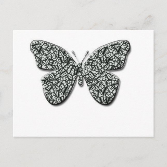 Postal Mariposa Elegante De Color Negro Y Blanco (Anverso)