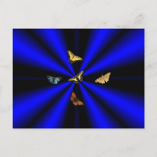 Postal Mariposa en arco iris negro y azul