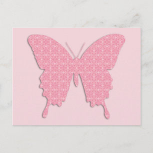 Postal Mariposa en estampado de papel pintado - rosa clar