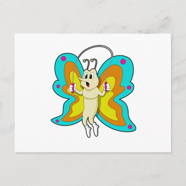 Postal Mariposa en Fitness de saltar la cuerda (Anverso)