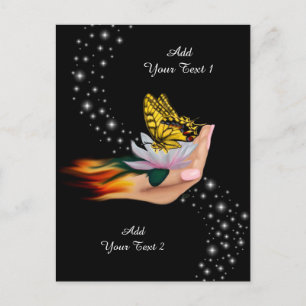Postal Mariposa en Flor de Loto