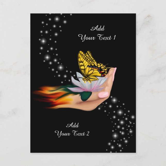 Postal Mariposa en Flor de Loto (Anverso)