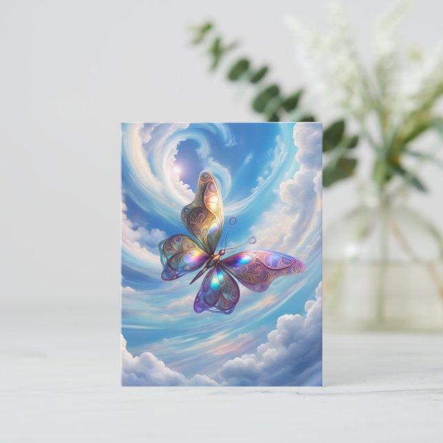 Postal Mariposa En Las Nubes (Anverso de pie)