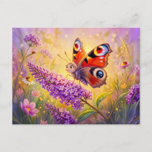 Postal Mariposa en Lila de Verano a Finales de Verano