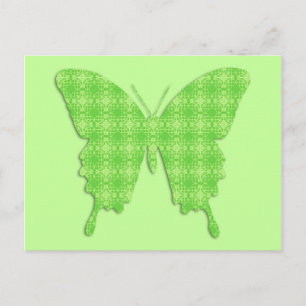 Postal Mariposa en papel tapiz - verde lima