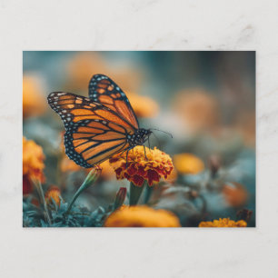 Postal Mariposa en una caléndula
