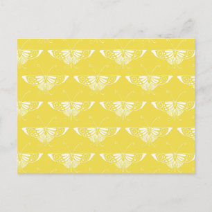 Postal Mariposa estilo Art Deco - amarillo y blanco