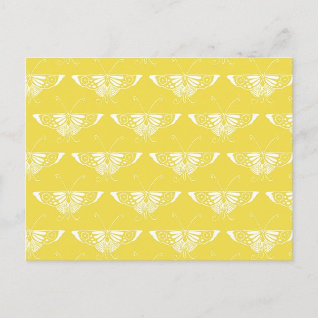 Postal Mariposa estilo Art Deco - amarillo y blanco (Anverso)
