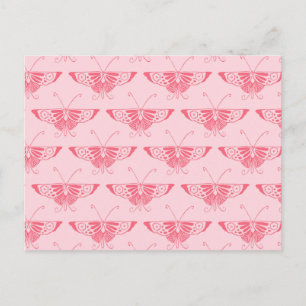 Postal Mariposa estilo Art Deco - rosa de coral