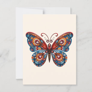 Postal Mariposa estilo arte folclórico