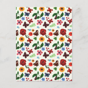 Postal Mariposa floral botánica