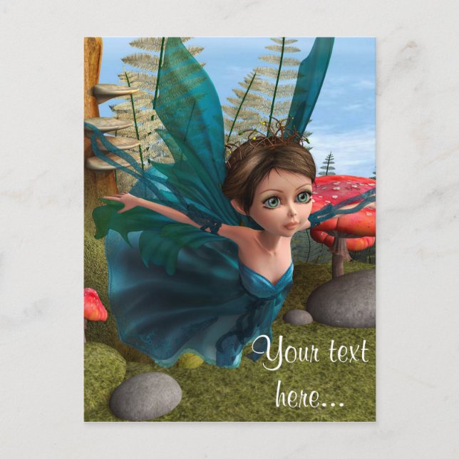 Postal Mariposa Hada Pequeña Voladora (Anverso)