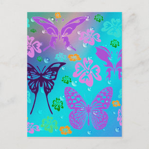 Postal Mariposa Hermosa Flor Hawaiana de Boda Aloha