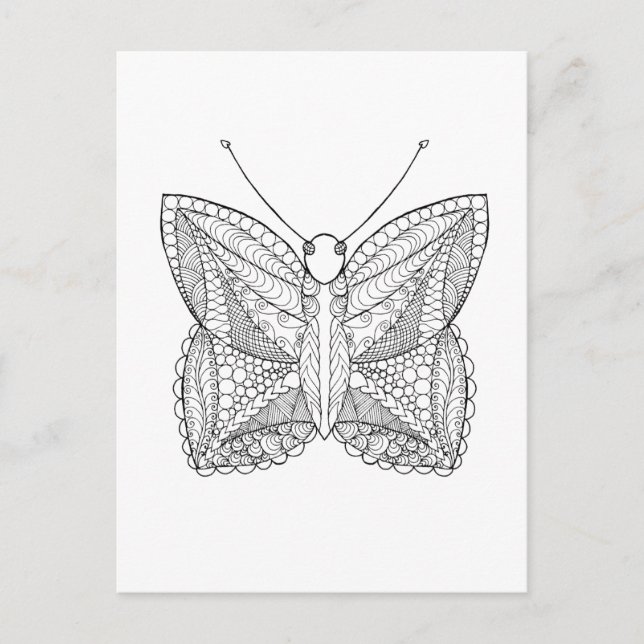 Postal Mariposa inspirada en el diseño tropical (Anverso)