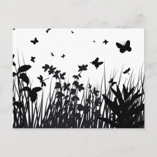 Postal Mariposa Jardín Silhouette