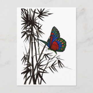 Postal mariposa linda en bambú