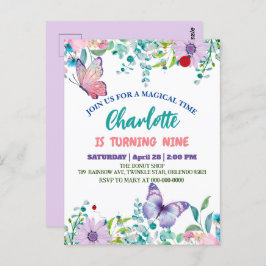 Postal Mariposa linda lunares florales Cumpleaños flor 