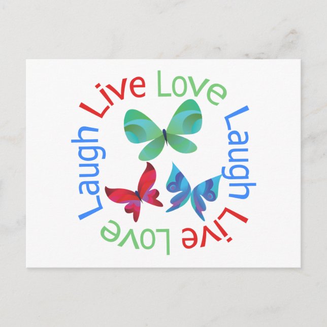 Postal Mariposa - Live Love Laugh (Anverso)