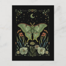Mariposa Luna Arte Acuarela Gótico